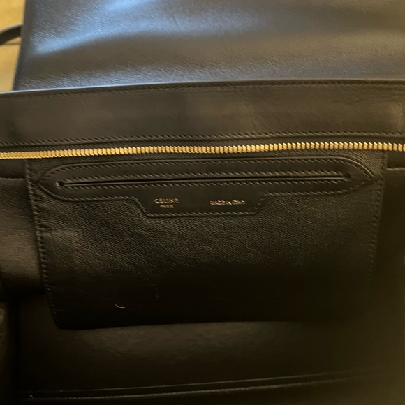 CELINE White/black leather and canvas medium Trapeze Bag - Picture 4 of 7